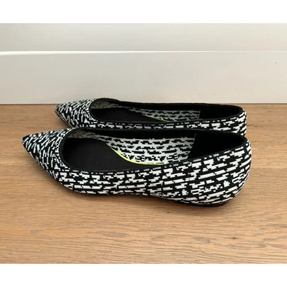 Mix No. 6 Black and White Geometric Knit  Patterned Ballet Flats Sz 9.5 Preppy